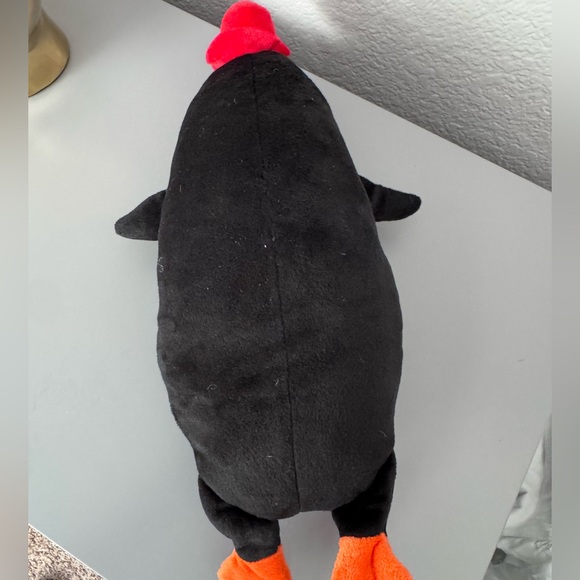 PET DOG Black White Penguin Plush Toy with Red Hat and Green Scarf.  New No Tags - Picture 2 of 6